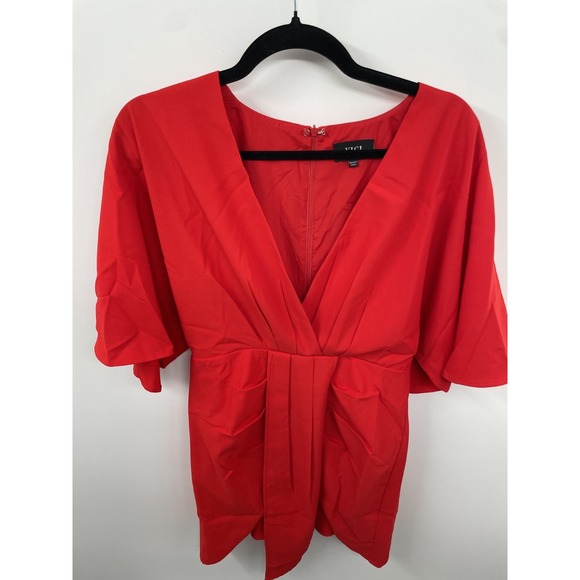 Vici Porticia Mini Dress Women's Medium Red V-Neck Draped Front Kimono Sleeve - Picture 2 of 12